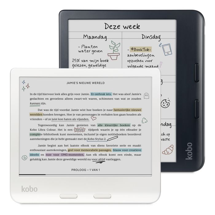 Kobo Libra Colour in zwart-wit.