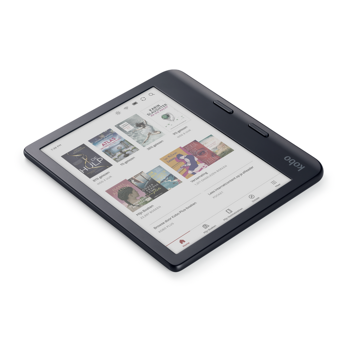 Zwarte Kobo Libra Colour liggend.